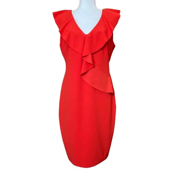 alexia admor red dress Fiery Red Lace Sheath